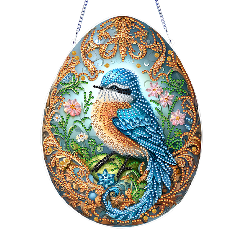 Blue Bird Diamond Painting Hanging Pendants for Garden Window Decoration