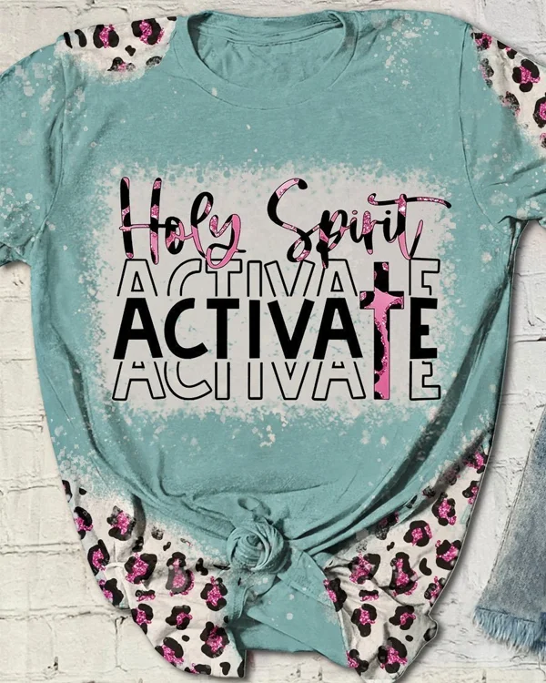 Holy Spirit Activate Bleached Leopard Print Short Sleeve T-shirt