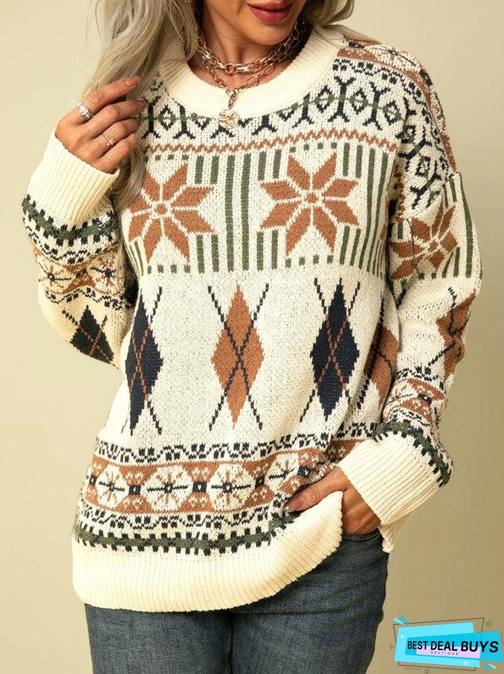 Holiday Tribal Long Sleeve Sweater