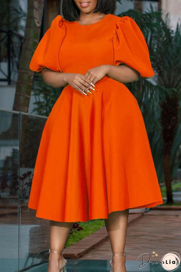 Bubble Short Sleeve Flare Midi Dress