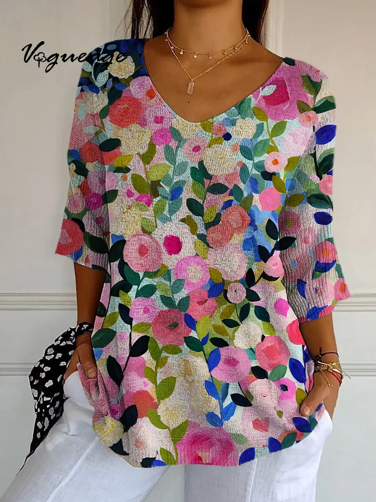 Bright And Colorful Flowers Knitted Sweater