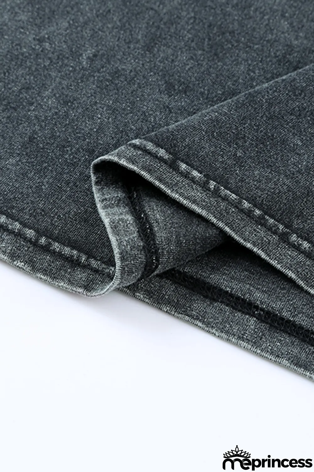 Black Mineral Washed Casual Short Sleeve Tee