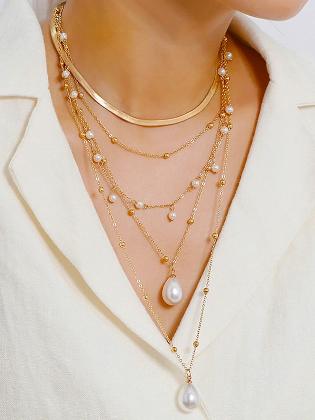Resort Style Beach Pearl Multilayer Necklace | EGEMISS
