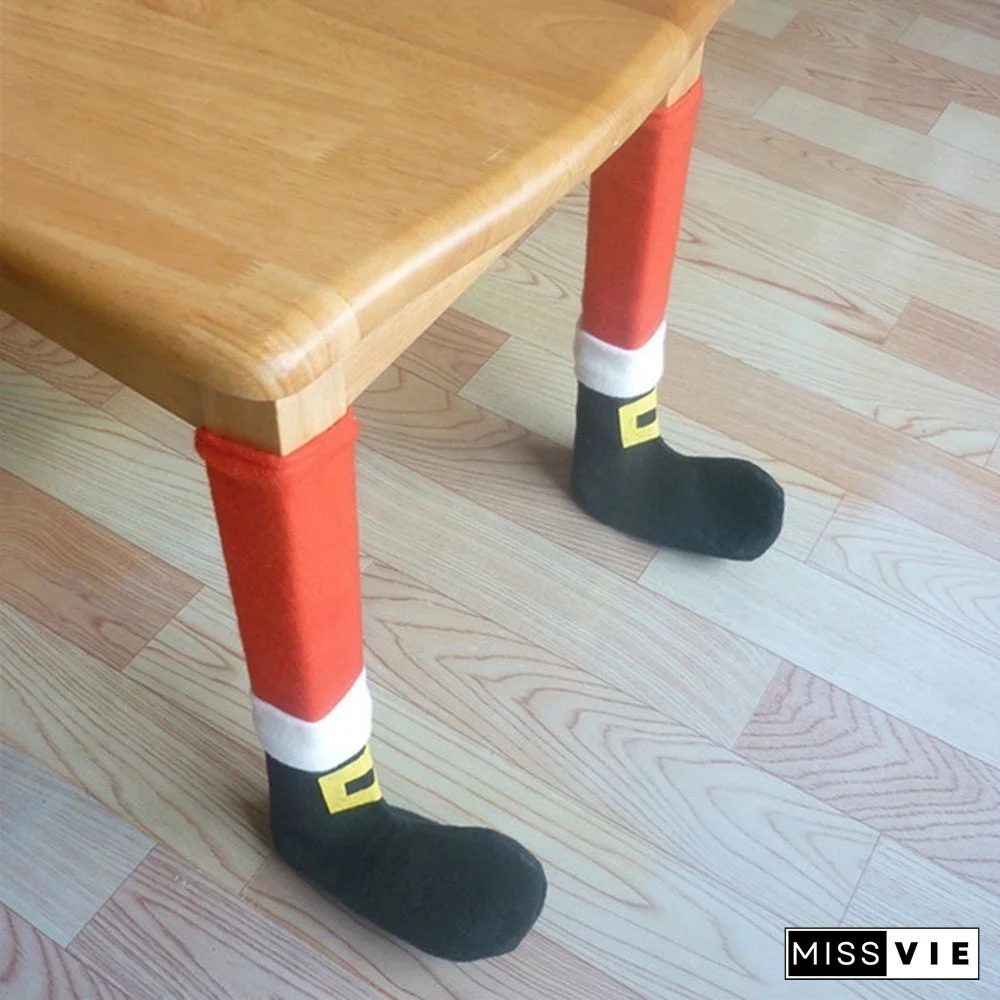 4Pcs/Set Elf Santa Chair Table Leg Covers Christmas Table Decoration Novelty