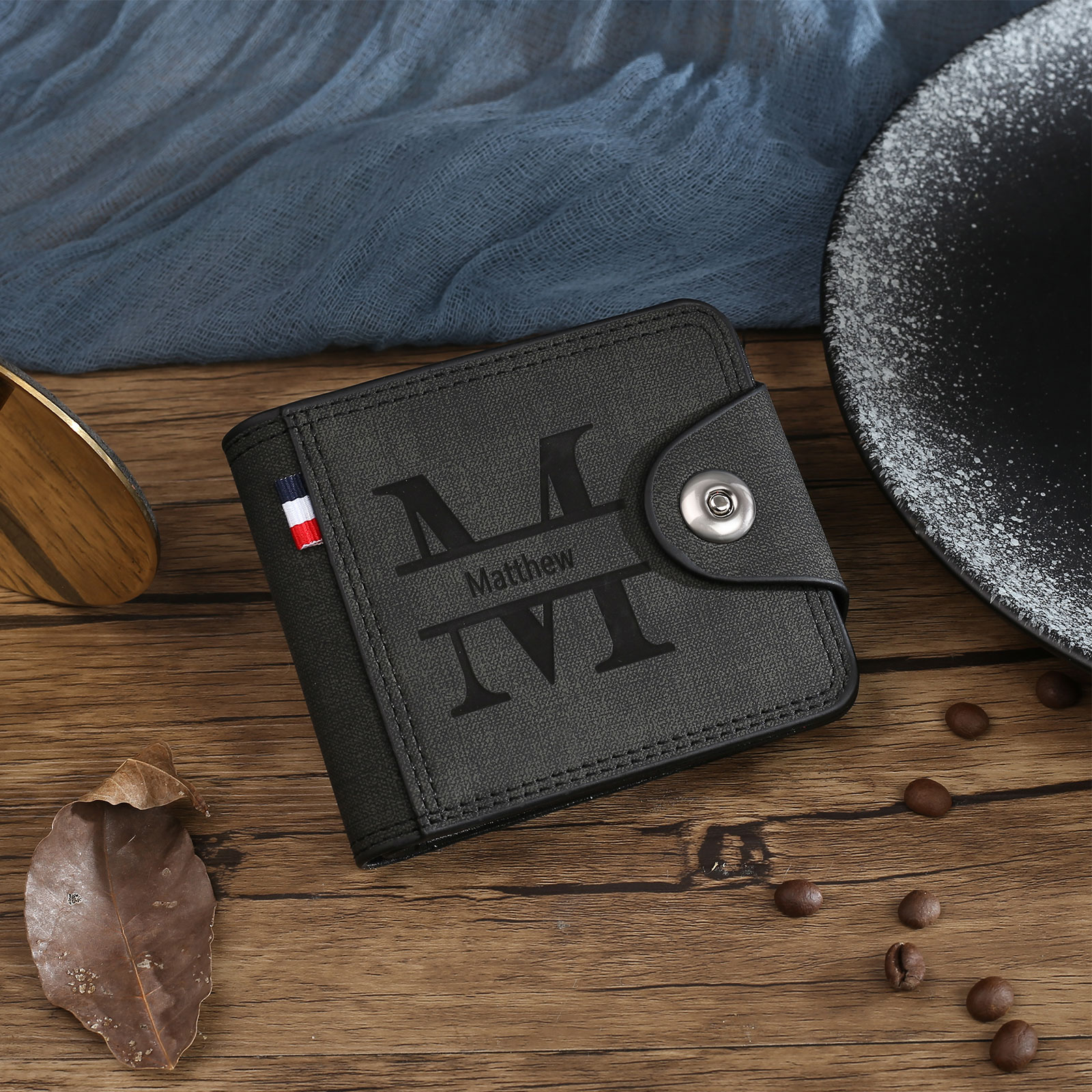 Portefeuille Classique 1 Prénom et Lettre Personnalisés avec Photo Porte-Monnaie Carte