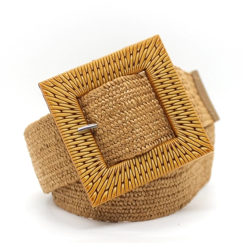 Basic Minimalist Square Straw Women’s Woven Belts