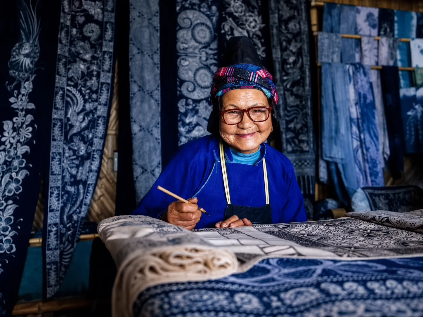 Hidden Indigo handmade batik and Miao embroidery jewelry
