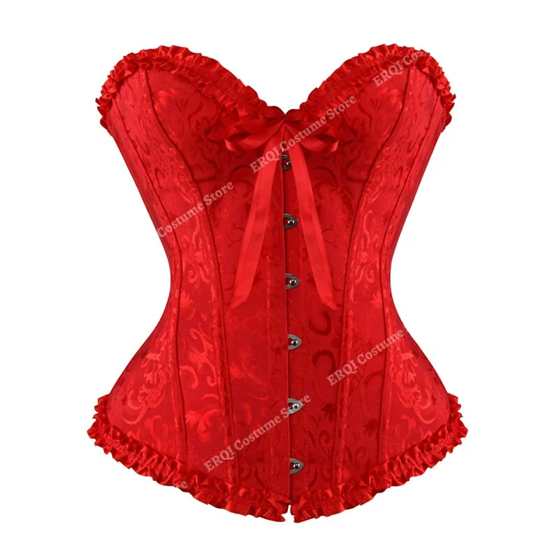 Billionm Corset Sexy Santa Claus Women Corset Plus Size Vintage Christmas Elf Feather Bustier Corset Lingerie