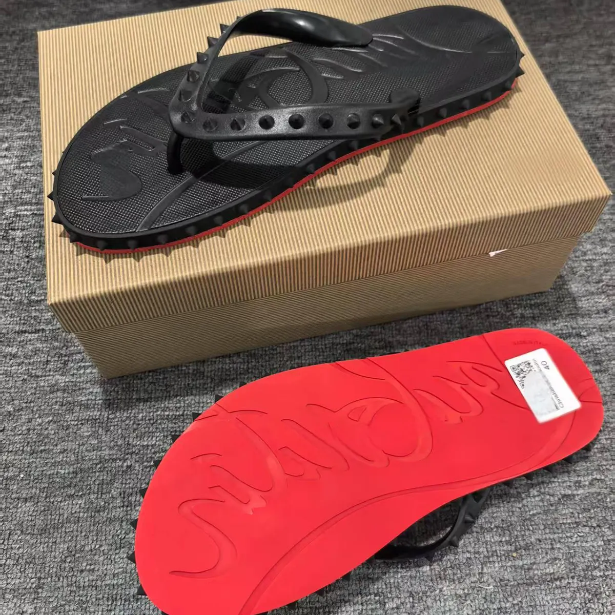 Gentleman's Red Bottom R ivet Flip-Flops Casual Fashion Non-Slip Flip Flops-vocosishoes