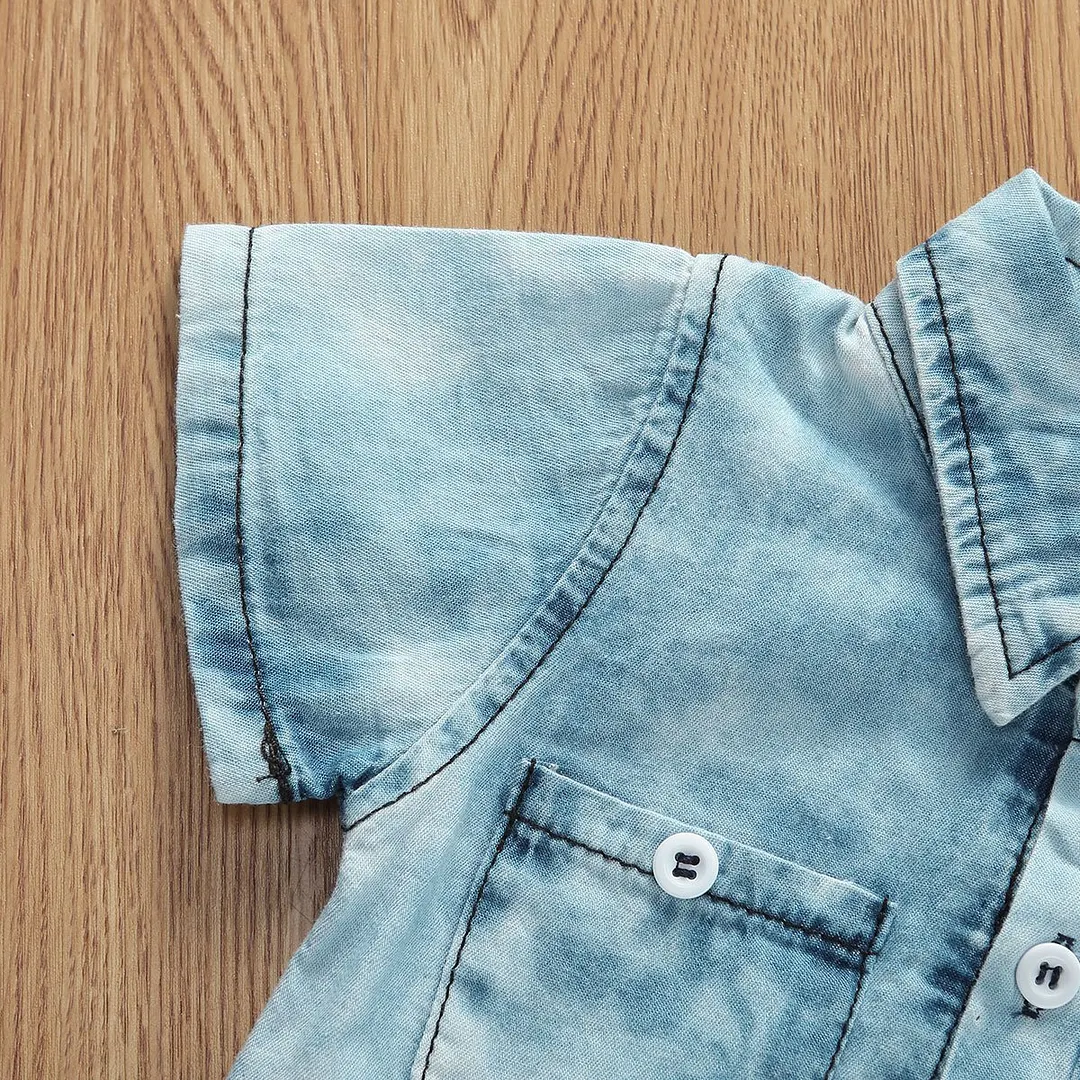 2020 Baby Summer Clothing 0-1Years Newborn Infant Baby Girls Boys Denim Color Romper Casual Short Sleeve Jumpsuits