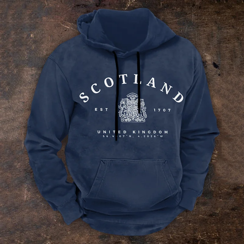 1707 Scotland Print Casual Hoodie