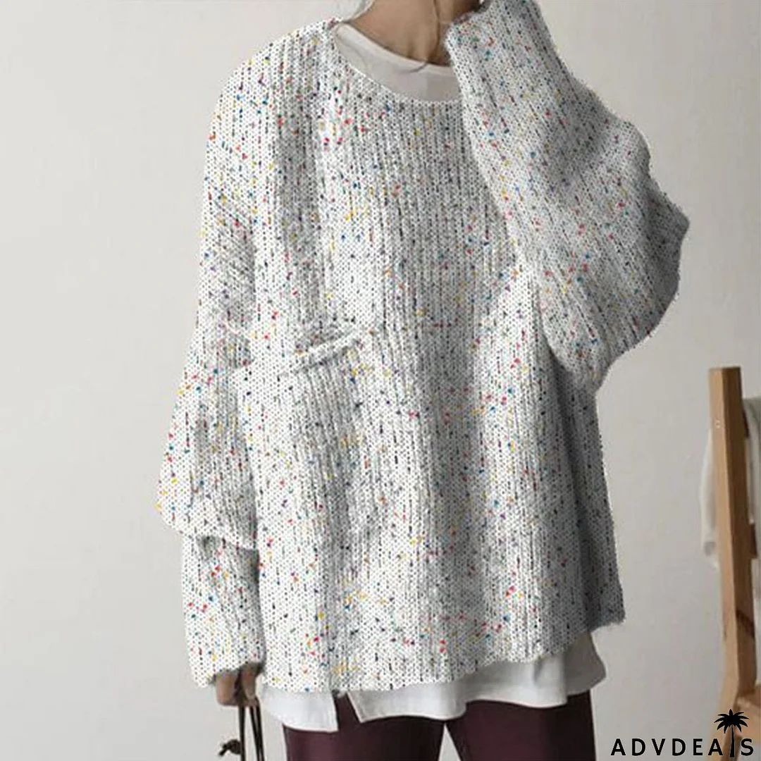 Unique Round Neck Long Sleeve Sweater