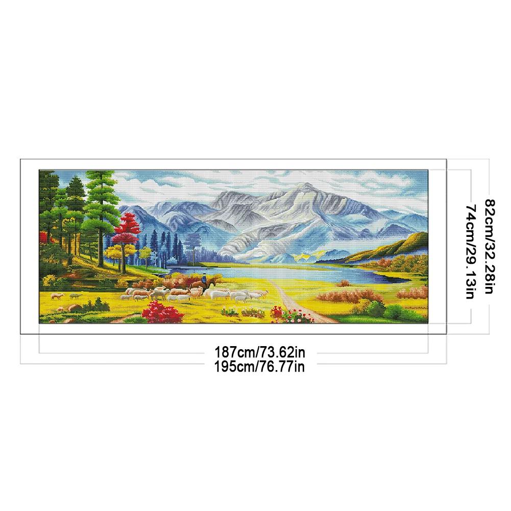 11CT Full Stamped Cross Stitch - Shepherd(Canvas|195*82CM)