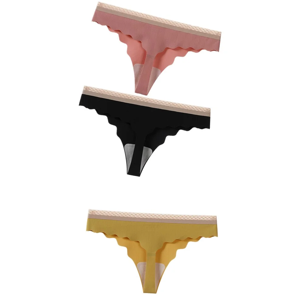 3Pcs Hot Ice Silk Women Panties Invisible Ultra Thin Seamless Underwear Thong Underpants Sexy Lingerie G String Intimates T Back