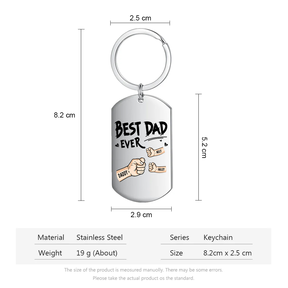 Personalised 3 Names Keychain Custom Fist Bump Keychain Father's Day Gift - Best Dad Ever-Jessemade AU