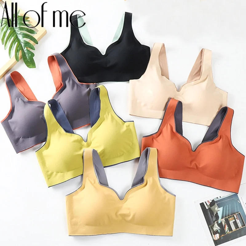 Women Bra Latex Push Up Bras Seamless Bralette Female M-XXL Plus Size Bra Tank Tops Gathers Shockproof Pad Brassiere Underwear