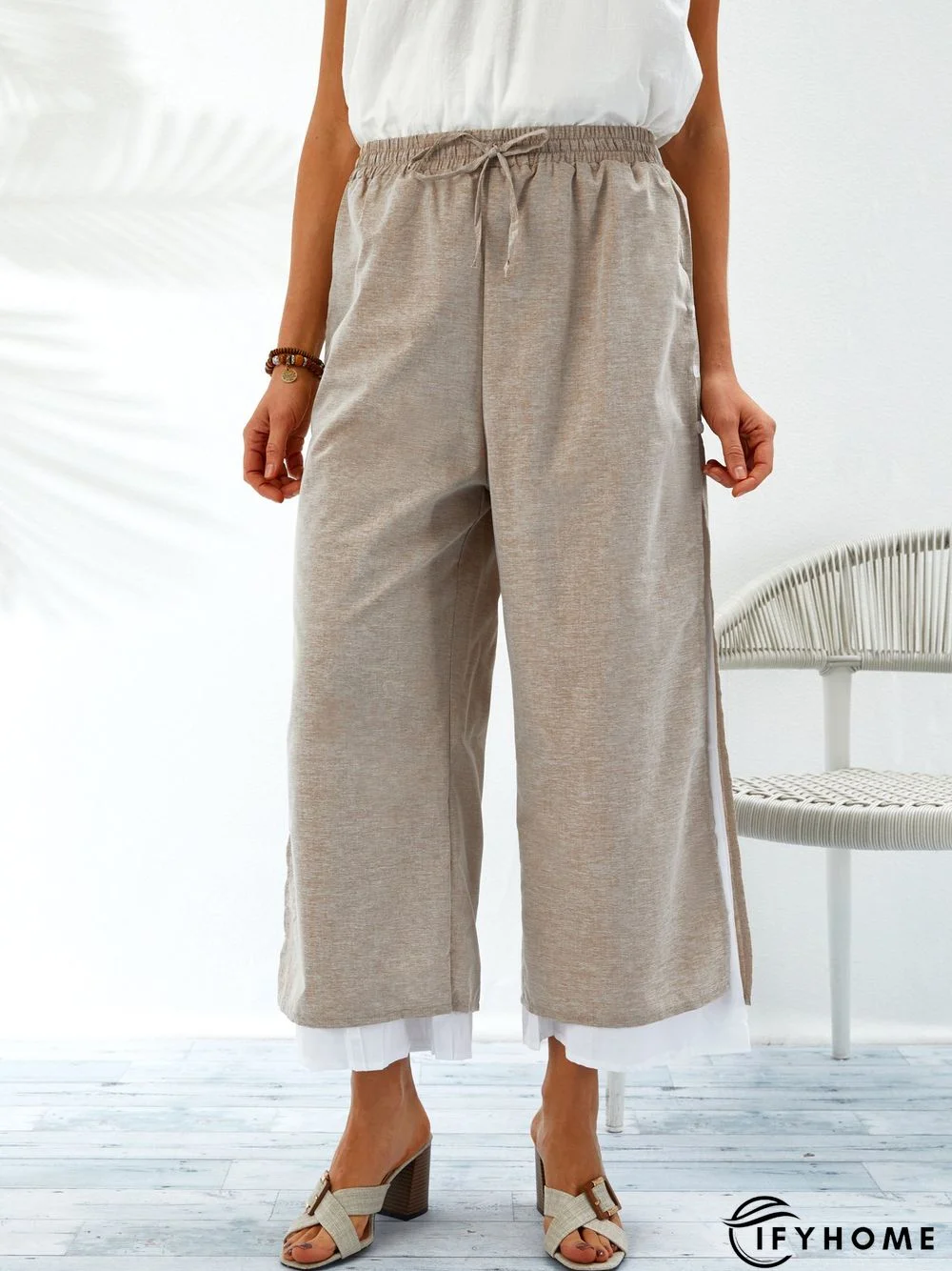 Women Two Layers Patchwork Pants | IFYHOME