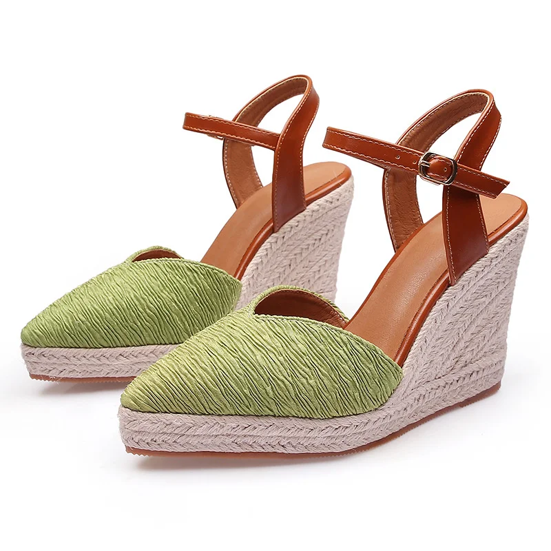 Wongn Wongn Wedge Platform High Heel Women's Shoes Baotou Drag Sandals With Straw Hemp Rope Bottom