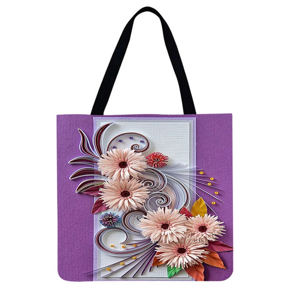 Linen Tote Bag-Art flower