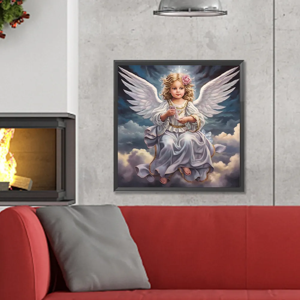 Diamond Painting - Full Round Drill - Angel Girl(Canvas|30*30cm)