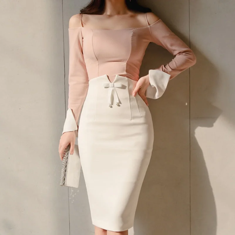 2022 Womens Office High Waisted Pencil Midi Skirt for Women Plus Size Elegant Skirts Jupe Femme Spring Sexy White Skirts 10145