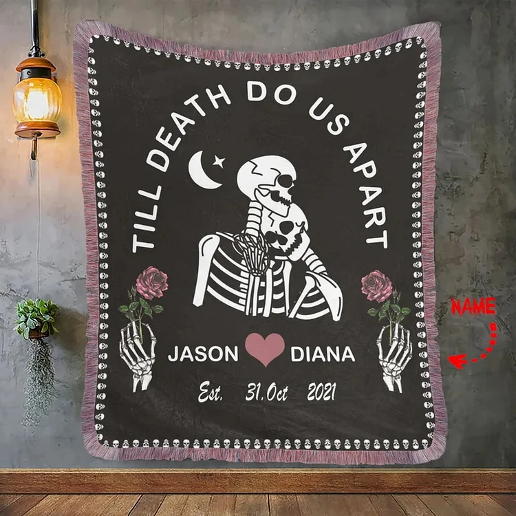 Halloween Balnket Personalized Blanket Couple Blanket "Till Death Do Us Apart"