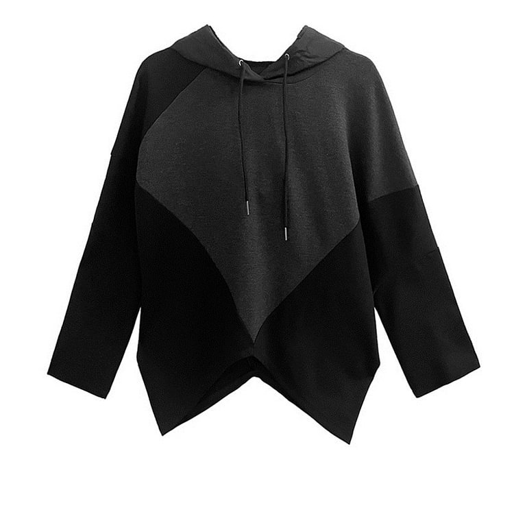 Urban Solid Color Round Neck Irregular Patchwork Long Sleeve Sweatshirt     