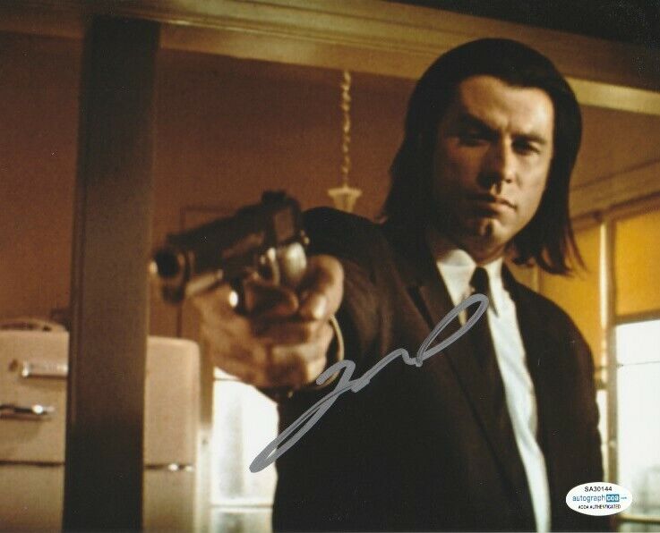 JOHN TRAVOLTA SIGNED PULP FICTION VINCENT VEGA 8x10 Photo Poster painting! ACOA COA EXACT PROOF!