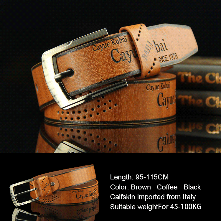 Pin Buckle Belt Men's Belt Casual Fashion Antique Pants Belt Single Loop Hollow Out