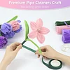 400 Pcs Pipe Cleaners Craft Kit with Floral Wires Tape Stamen and Ribbon Chenille Stems Flowers Craft Kit Suitable for Home Decor Handmade Gifts