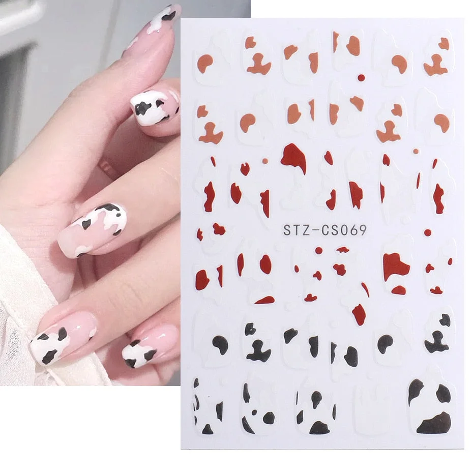 3D Swirl Lines Nail Sticker Geometry Irregular Whirling Wave Cow Print Decal on Nails Art Charms Manicure Slider Tip Accessories-Nail Inspo
