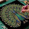 Peinture de perles DIY paon avec cadre en bois de 30x30 cm art en toile de perles