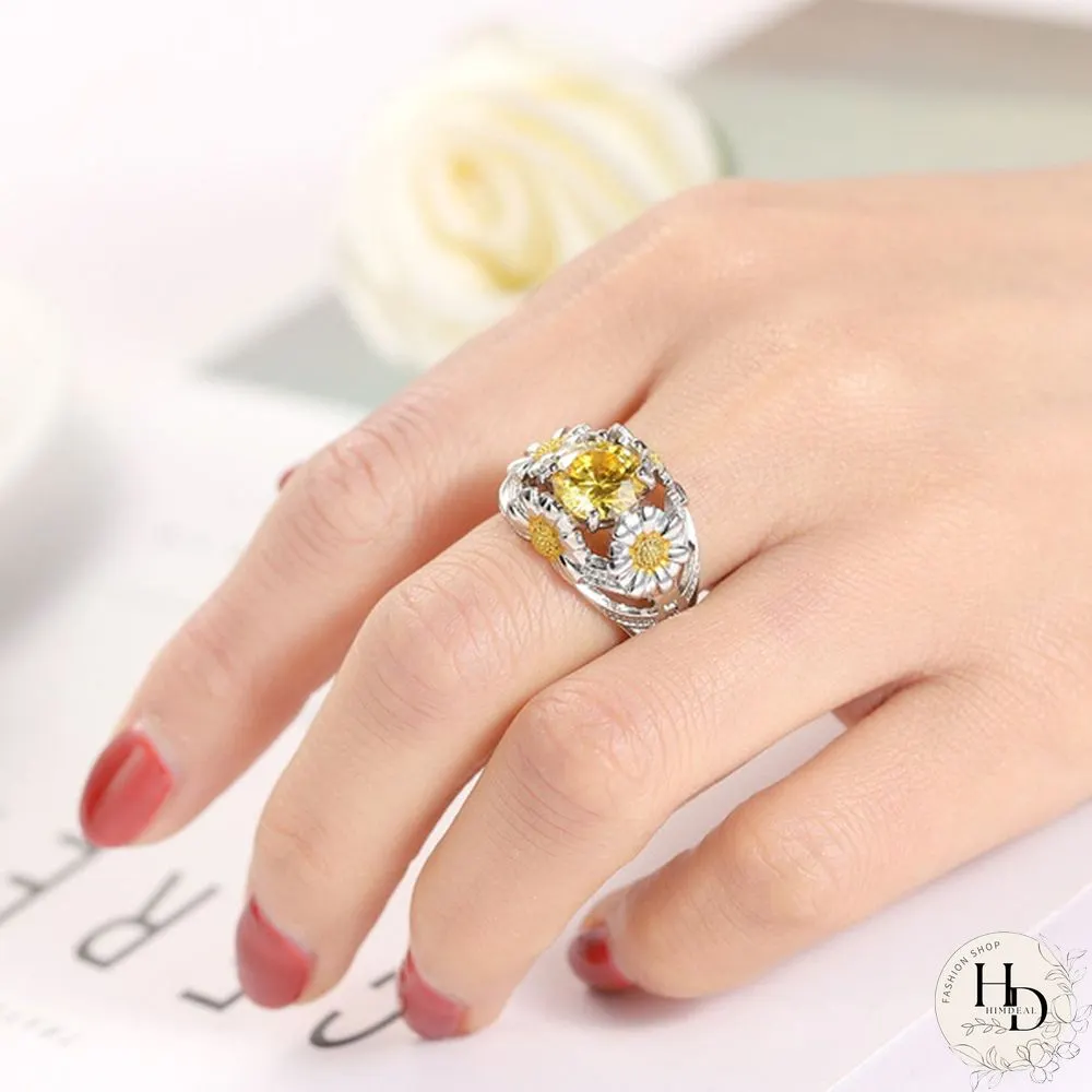 925 silver rings Sunflower sunflower flower lady jewelry ring Fashion Jewelry