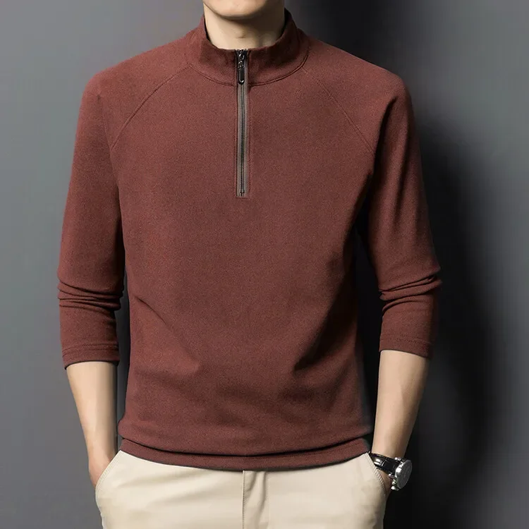 Dekziv 90S Fashion Men - Half Zipper Pullover Long Sleeve T-Shirt  