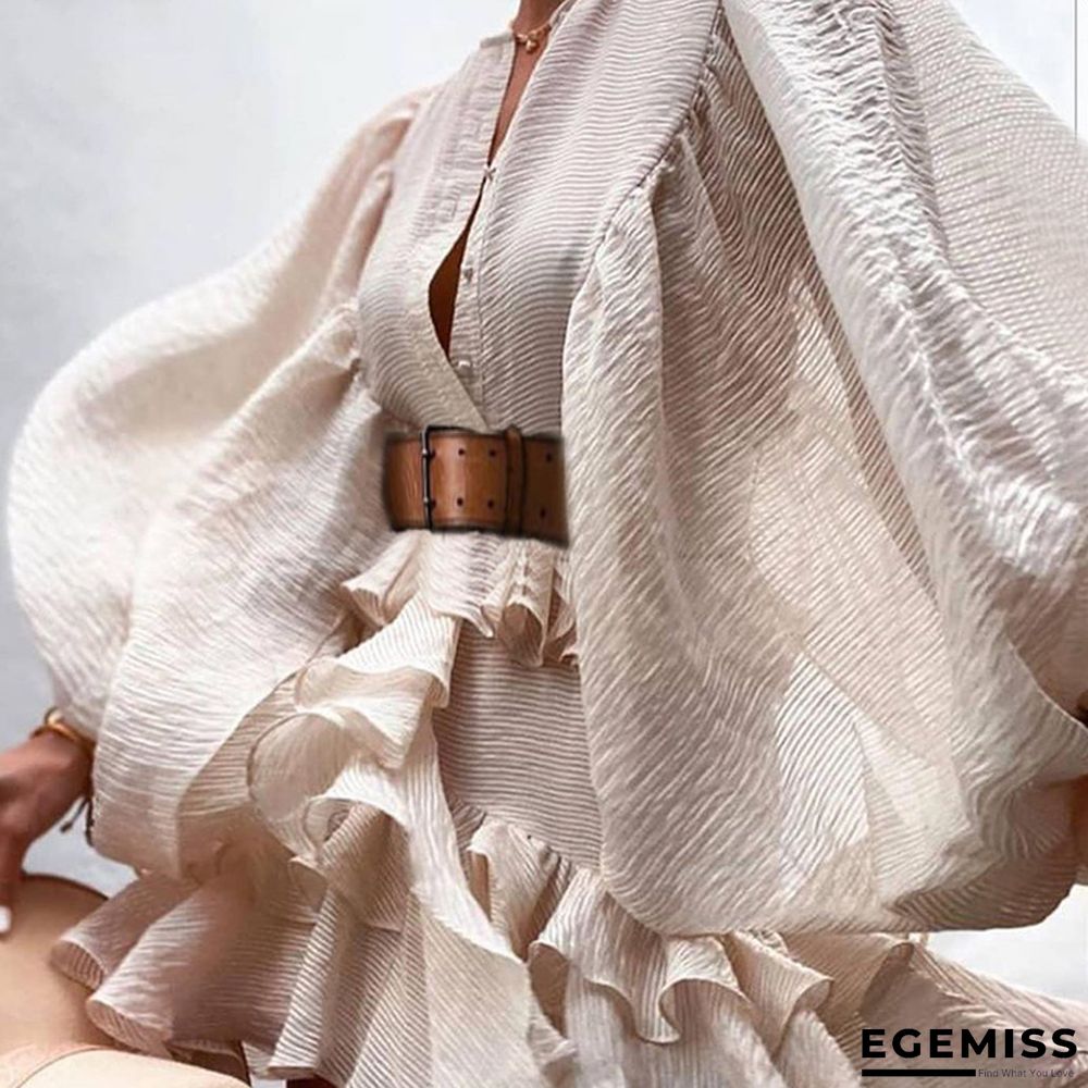 Lantern Ruffled Waist Slim Dress | EGEMISS