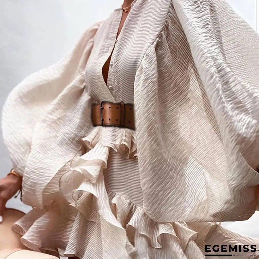 Lantern Ruffled Waist Slim Dress | EGEMISS
