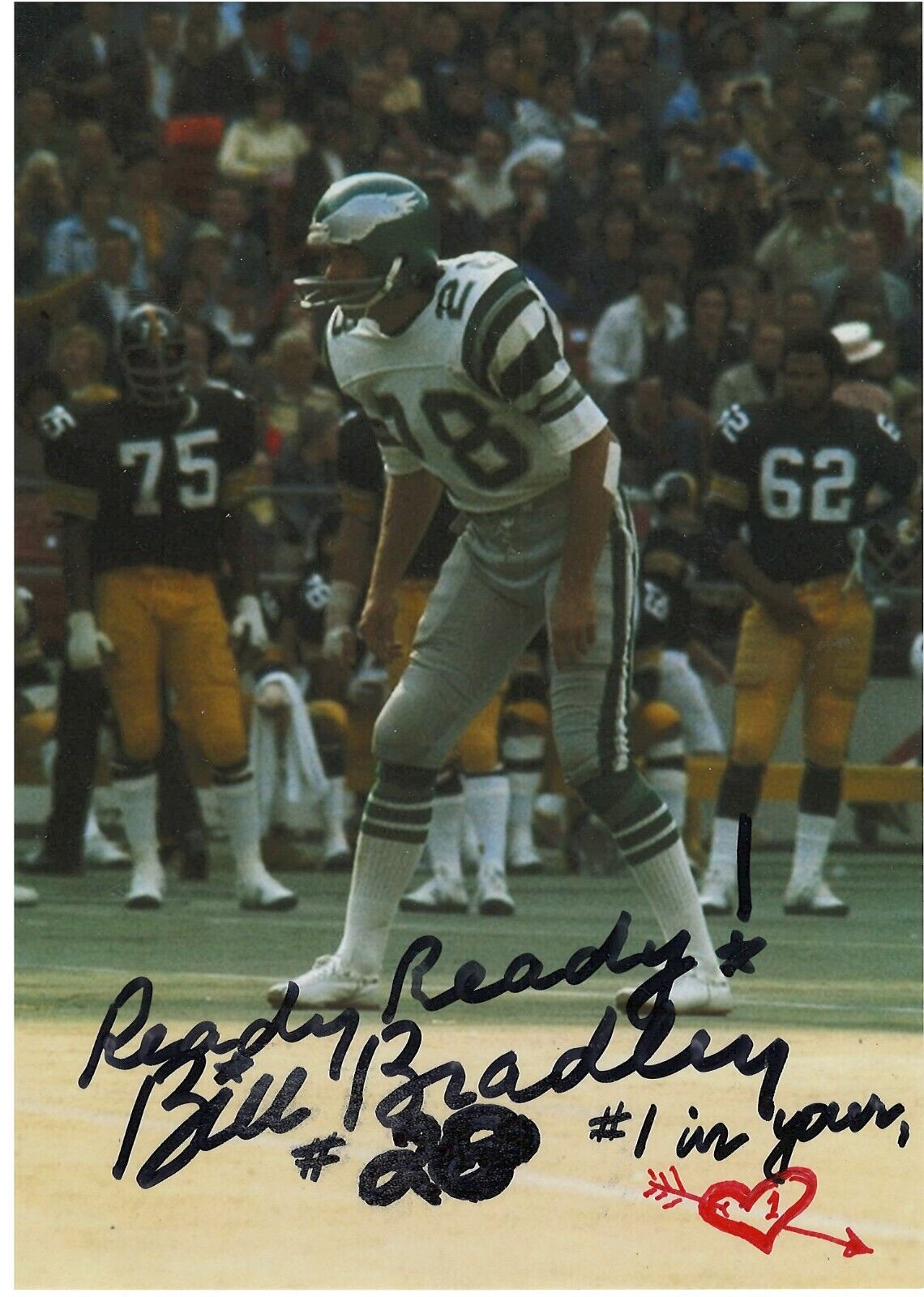 BILL BRADLEY PHILADELPHIA EAGLES RARE SIGNED Photo Poster painting