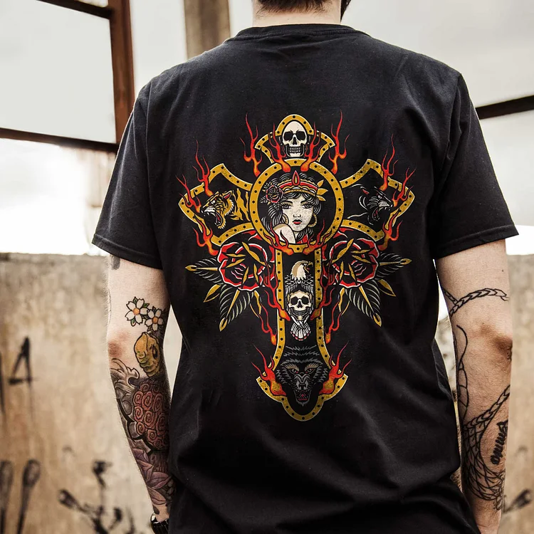 Skull Cross Printed Men's T-shirt