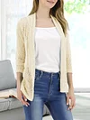 Vibrant V-Neck Crochet Cardigan - Elegant 3/4 Sleeve Mesh Slim Fit, Breathable, Casual, Comfortable, Women's Fashion Clothing for Daily Wear