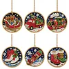 6pcs/set DIY Diamond Special Shape Pearl Art Hanging Wooden Christmas Tree Ornament Kit
