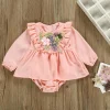 Baby Born Girls Long Sleeve Emboridery Flower Autumn Dresses