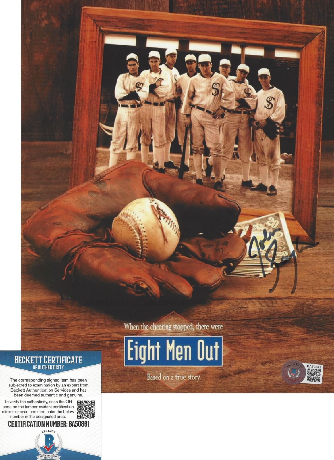 DIRECTOR JOHN SAYLES SIGNED 'EIGHT MEN OUT' 8x10 MOVIE Photo Poster painting BECKETT COA BAS