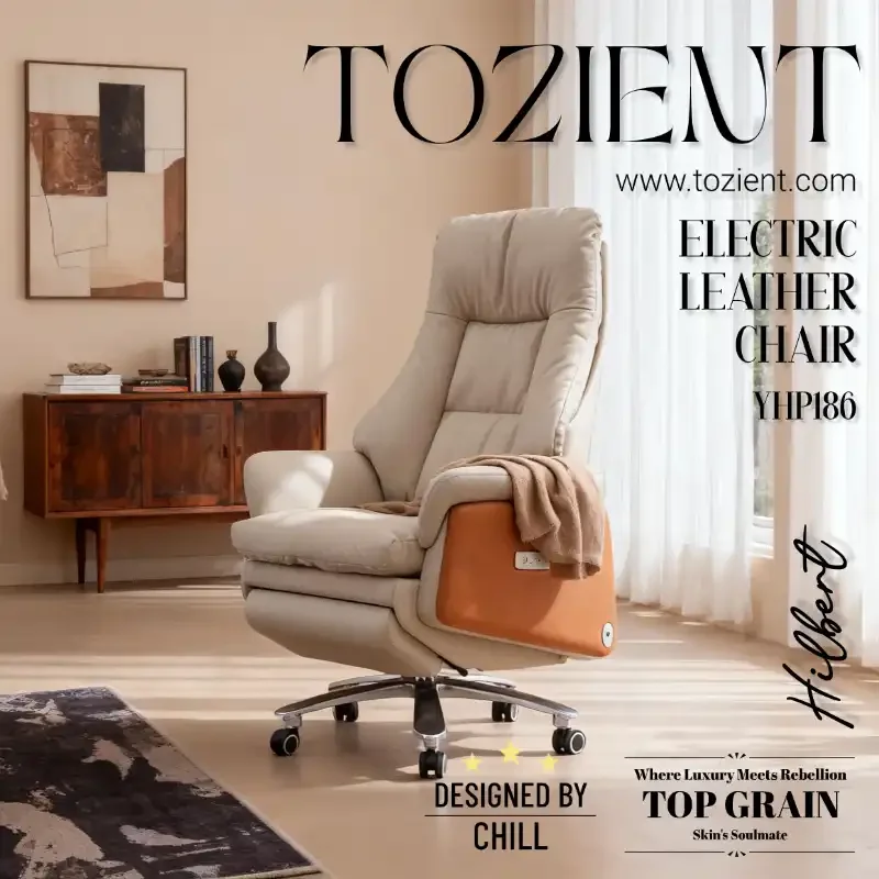 TOZIENT YHP186 /Hilbert/ Lounge Chair, Cowhide, Zero Gravity Recline