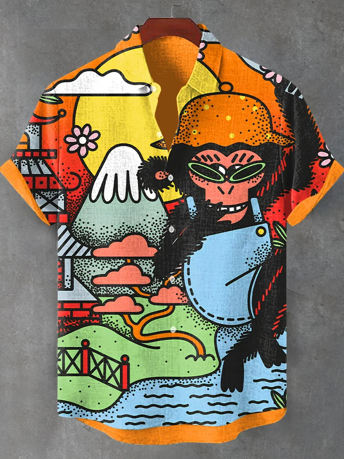 Men's Funny Monkey Cartoon Art Print Shirt