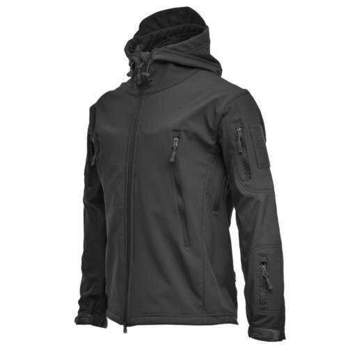 Men Long Sleeve Camouflage Thick Zipper Windbreaker Windproof Hood Jacket Coat