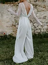 Gauze V-Back Long Sleeves Jumpsuits