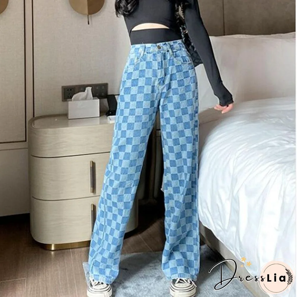 Woman Jeans High Waist Clothes Wide Leg Denim Clothing Blue Streetwear Vintage Quality Fashion Harajuku Straight Pants