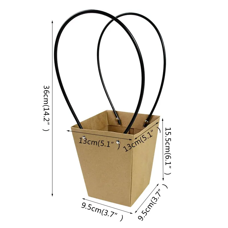 Portable Flower Box Waterproof Paper Handy Gift Bag Kraft Handbag Wedding Rose Party Gift Box Packaging For Candy Cake Birthday