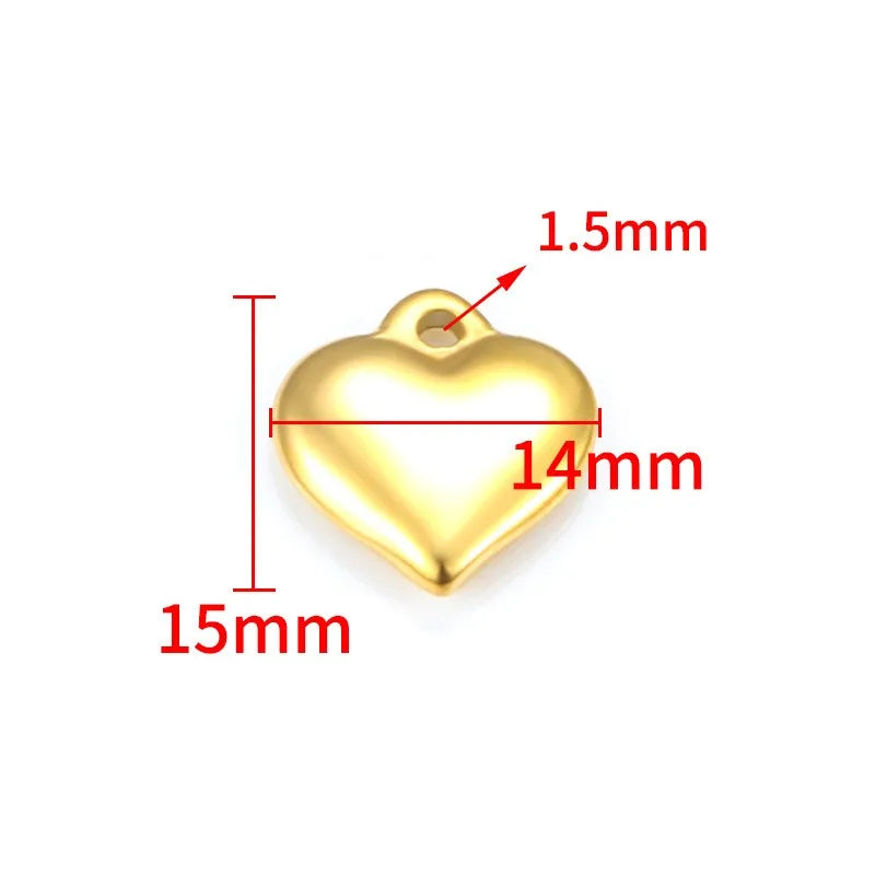 1 Piece 16.5*16.5mm 16.5*21.5mm 18*22.5mm Hole 1~1.9mm Hole 2~2.9mm 304 Stainless Steel 18K Gold Plated Moon Heart Shape Solid Color Jewelry Accessories Pendant