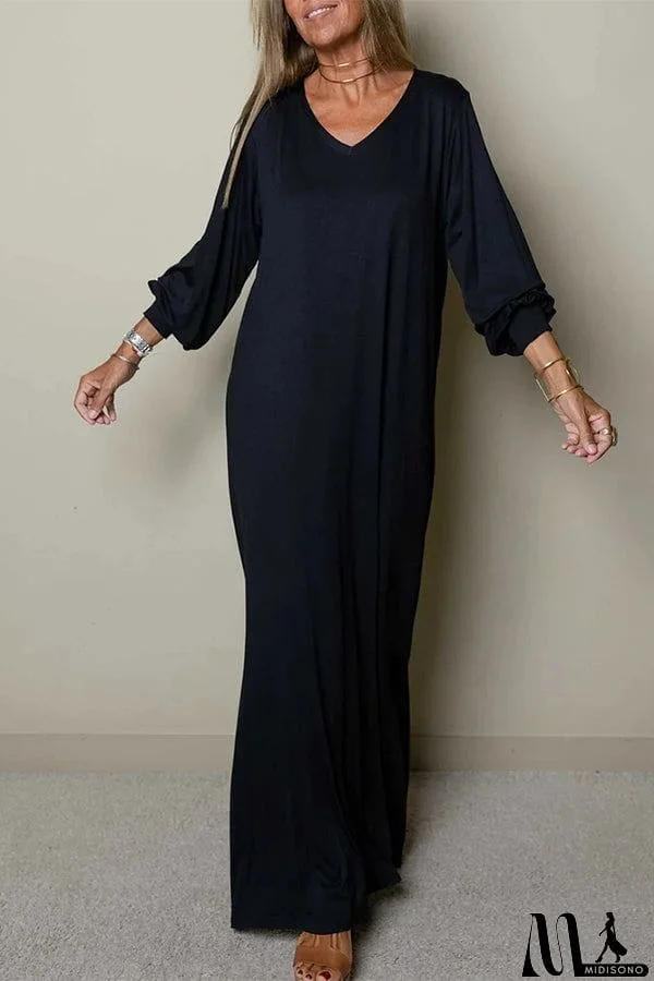 Women Casual V-neck Maxi Dress